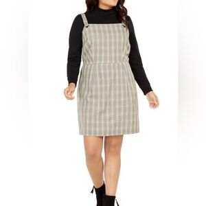 BeBop Gray and Yellow Plaid Sleeveless Sheath Dress